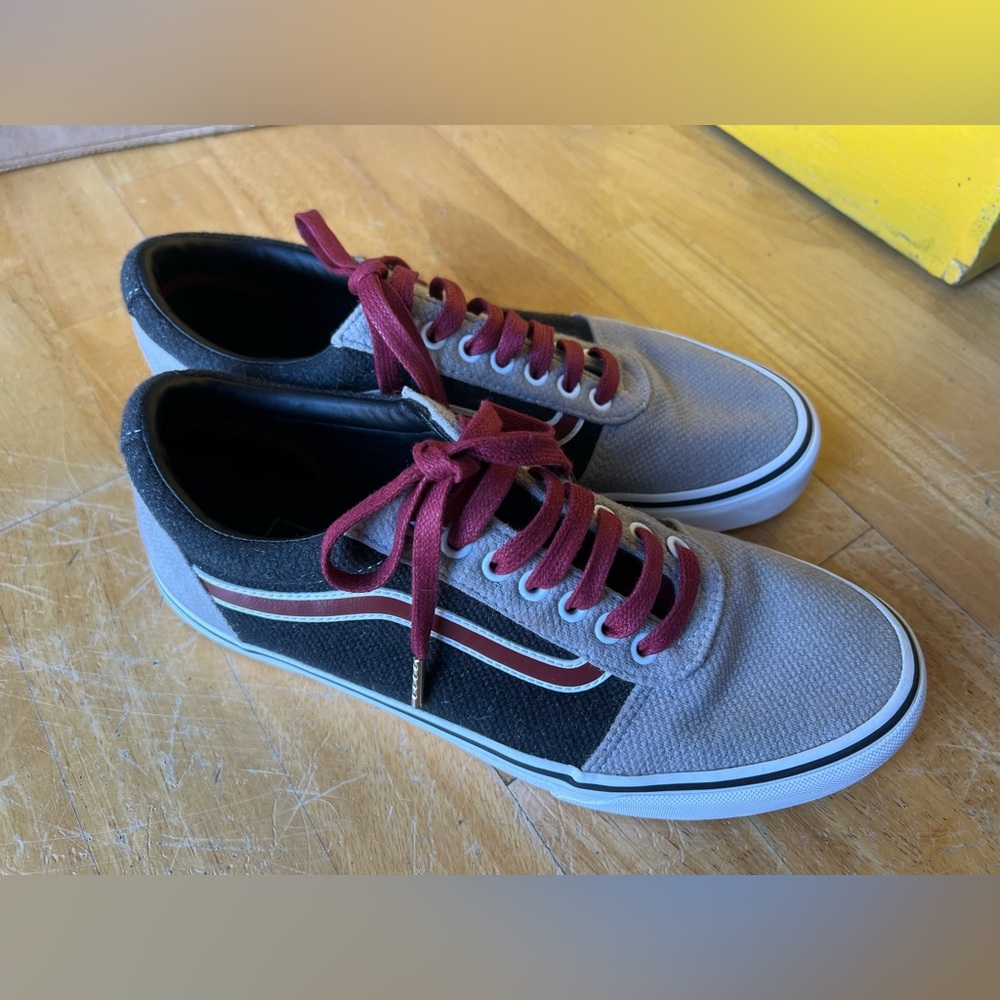 Vans Old School Ward Jersey Block Drizzle Sneakers with NEW Burgundy Laces - Picture 2 of 16